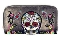 Western Sugar Skull Embroidery Rhinestone Cross Conceal Carry Crossbody Bag Set