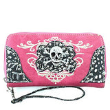 Texas West Women's Rhinestone Skull Zipper Wallet in Multi-Color