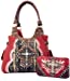 Premium Rhinestone Metal Cross Handbag,Wallet Set in Multi Colors