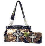 Western Rhinestone Camouflage Handbag With Matching Wallet In Multi Collections