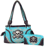 GoCowgirl Women's Skull Bones Skeleton Purse Handbag with Matching Wallet in 6 colors