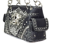 Zzfab Embroidered Rhinestone Studded Skull Wallet Pink