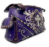 Premium Rhinestone Cross Western Embroidered Concealed Carry Handbag Purse in 6 colors