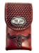 Western Cowboy Tooled Basketweave Leather Longhorn Concho Belt Loop Cellphone Holster Case in 2 Colors