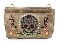 Western Rhinestone Embroidery Wallet Crossbody Clutch Bag Purse in Multi-Way