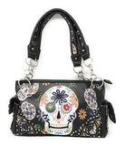 Texas West Women's Flora Candy Skull Concealed Carry Handbag and Matching wallet in Multi-color