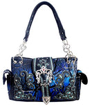 Western Rhinestone buckle Floral Design concealed carry handbag in 3 colors GP939W110ML