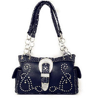 Premium Western Rhinestone Concealed Carry Buckle Floral Womens Shoulder Handbag Purse in Multi Color