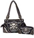 GoCowgirl Women's Skull Bones Skeleton Purse Handbag with Matching Wallet in 6 colors