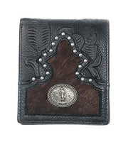 Western Genuine Tooled Leather Cowhide Virgin Mary Men's Bifold Short Wallet in 3 Colors