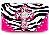 Gorgeous! Soft Zebra Rhinestone Cross Flat Wallet Clutch Purse in Multi-Color