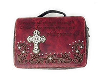 Wetsern Bible Cover Cross Embroidered Scripture Bible Verse Rhinestone Book Case Multi-Color