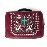 Western Bible Cover Cut Out Embroidered Scripture Verse Rhinestone Agate Cross Book Case Multi-color