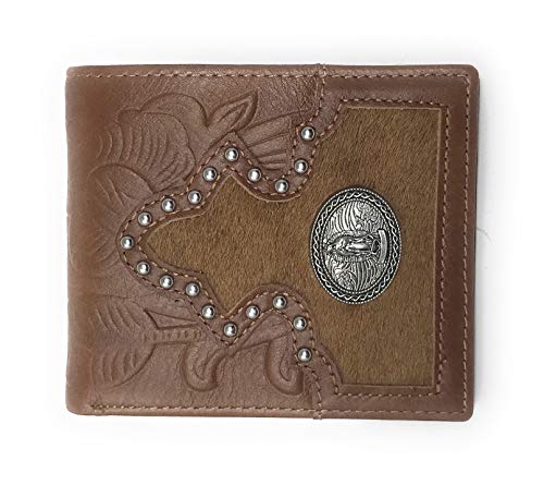 Western Genuine Tooled Leather Cowhide Virgin Mary Men's Bifold Short Wallet in 3 Colors