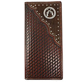 Premium Western Genuine Woven Leather Cow Fur Double Pistols Mens Bifold Wallet In 3 Color