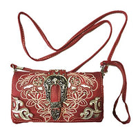 Texas West Women's Buckle Embroidery Shoulder Handbag Wallet in Multi-Color