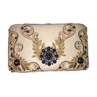 Texas West Women's Buckle Embroide Shoulder Handbag Wallet in Multi Colors (Beige)