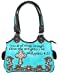 Texas West Concealed Carry Bible Verse Rhinestone Cross Flora Cowgirl Women Handbag in 6 Colors