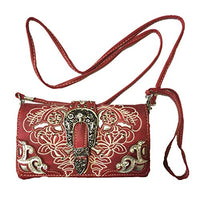 Texas West Women's Buckle Embroide Shoulder Handbag Wallet in Multi Colors