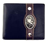 Western Genuine Leather Mens Metal Concho Rodeo Bifold Short Wallet in 3 colors