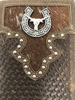 Premium Genuine Leather Texas Longhorn Cowhide Men's Bifold Wallet in 2 Colors