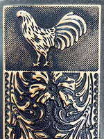 Genuine Leather Basketweave Floral Tooled Rooster Mens Long Bifold Wallet 2 colors