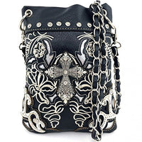 Premium Embroidery Rhinestone Metal Cross Mini Messenger Bag in Multi-color