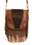 Handcrafted Genuine Leather Western Cowhide Womens Fringe Clutch Crossbody Bag in 3 Colors